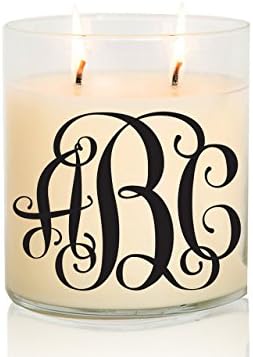 MONOGRAM CANDLE | Font: Vine | Large Creme Brulee/Vanilla Scented Candle | Hand Poured, Handcrafted, Highly Fragrant | Personalized Gifts