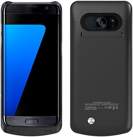 Galaxy S7 Edge Battery Case,Caka 5200Mah Backup External Battery Charger Case for Samsung Galaxy S7 Edge Portable Backup Power Bank Case with Kickstand - (Black)