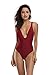 SHEKINI Women's Deep V Padded Backless High Cut Leotard One Piece Swimsuits Bathing Suits