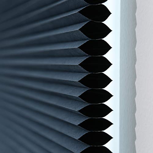 SBARTAR Blackout Cellular Shades Cordless Honeycomb Blinds for Windows Inside & Outside Mount 31" W x 64" H, Ocean Blue(Blackout)
