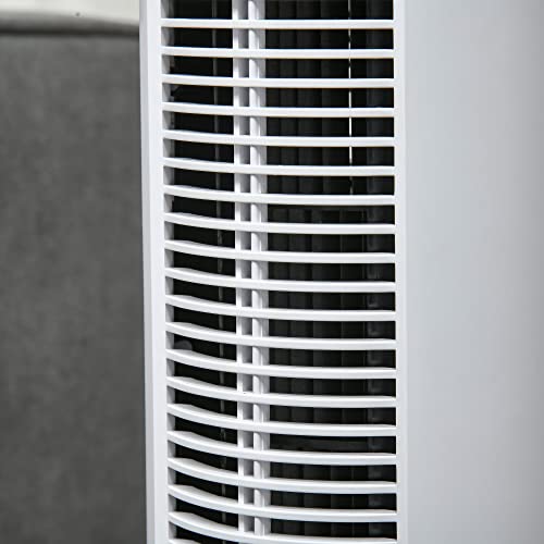 HOMCOM Freestanding Tower Fan Cooling for Home Bedroom with Oscillating, 4 Modes, 3 Speeds, 12h Timer, LED Sensor Panel, Remote Controller, White