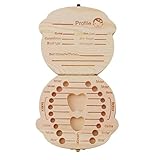 UNKE Baby Tooth Box, Milk Teeth Wood Case Storage Keepsake Organizer Deciduous Souvenir,Girl