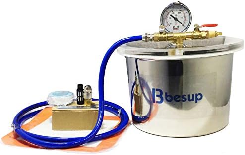 BESUP 1.5 Gallon （6 Quart）Stainless Steel Vacuum Chamber Silicone Kit for Degassing Resins, Silicone , BHO and Epoxies