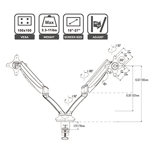 Loctek-Dual-Monitor-Arm-Desk-Monitor-Mounts-Fits-10-27-Monitors-Gas-Spring-LCD-Arm