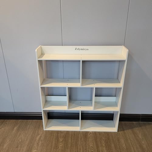 Zelymivyo Bookcases - White open shelving unit with 6 different sized compartments, suitable for home/office storage