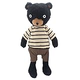 JIARU Stuffed Animals Toys Teddy Bear Plush Dressed Dolls with Removable Clothes (Striped Black, 14 Inch)
