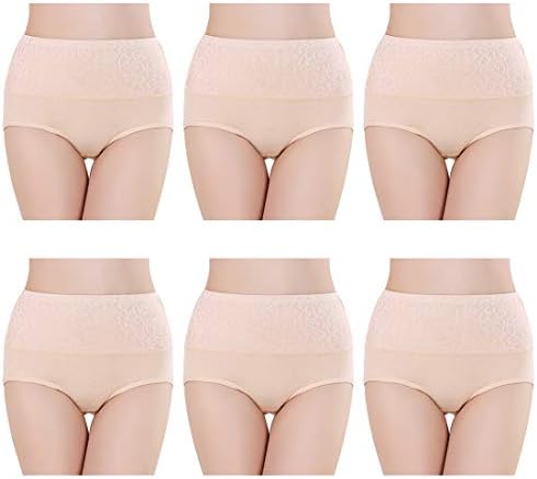 Fulyou Women's Briefs Underwear Tummy Control Cotton Panties High Waist Solid Color Ladies Soft Stretch Underpants 6 Pack