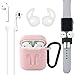 Airpods Case, [Airpods Accessories Set][Airpods Ear Hook][Airpods Watch Band Holder][Airpods Keychain][Airpods Strap][Silicone Cover] Best Kit [XCITING] for Apple AirPods Charging (Pink Kit)
