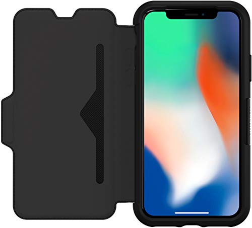 OtterBox Strada Series Folio Case w/Card Slot for iPhone Xs & iPhone X - Non-Retail Packaging - Black/Pewter