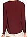 Face N Face Women's Chiffon Sexy Long Sleeve V Neck Zipper Shirt Blouse Medium Wine Red