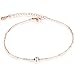 Fate Love Sideways Cross Anklet Bracelet for Women, Rose Gold Stainless Steel Adjustable Size, 9-11 inches (Crystal)