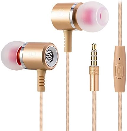 YASOKO In-ear Earphone Stereo Bass 3.5mm Quality Metal Earphone For Samsung iphone MP3 device (Gold)