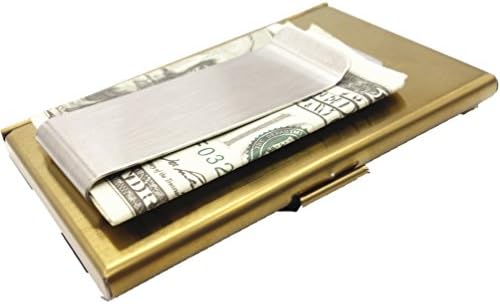 Business Card Holder Business Card Case Stainless Steel Card Holder Unisex (Money Clip-Gold)