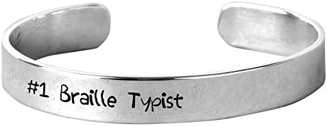 #1 Braille Typist - Unisex Hand-Stamped Aluminium Bracelet
