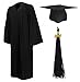 GraduationMall Matte Graduation Gown Cap Tassel Set 2024 for High School and Bachelor Black 51 Plus(5'6