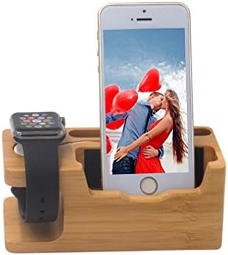 FILIWI for i Watch Stand,Bamboo Wooden Charging Bracket Docking Station StockCradle Holder for iPhone X / 8/7 / 6 Plus and iwatch Series 1 and 2 of 38mm 42mm,145×65×65mm