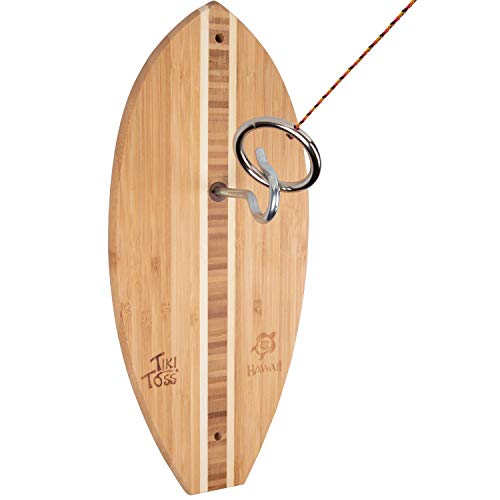 Tiki Toss Hook and Ring Toss Game (Surf Hawaiian Edition) - Indoor or Outdoor Family Fun Backyard Games for Kids and Adults