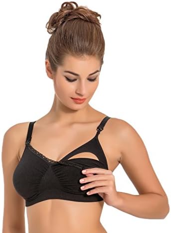 Doyenna - Soft and Seamless Maternity Nursing Bra Designs for Women's Body (Large, Black-White (2 Pack))