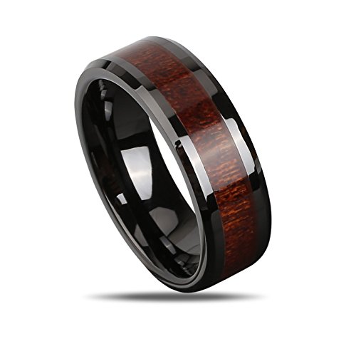 Men Ring 6 MM J.RosÃ©e Tungsten Ring with Real Black Wood (Size 11) (tungsten 3, 11)