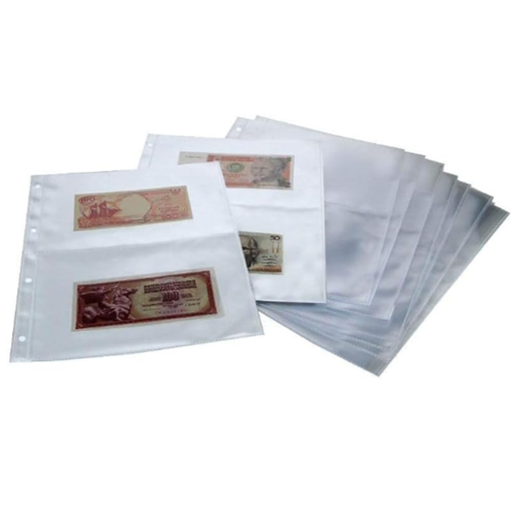 SAFE Pack of 100 5479C Banknote Sleeves – Banknote Sleeves – Supplementary Sleeves Banknote Album – DIN A4 – with 2 Pockets 150 x 220 mm | Ideal for Banknotes, Paper Money