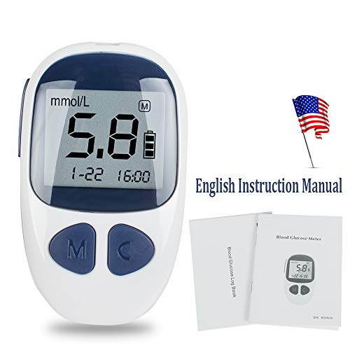 Denshine Diabetes Testing Kit Electronic Bloodless Glucose Meter Glucometer Digital Handheld Blood Glucose Monitor Diabetes Test Meter Monitor Kit with 50 Test Strips, 50 Lancets (#103)
