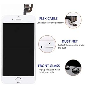 Brinonac Display per iPhone 6 Schermo 4,7 Pollici Schermo LCD Touch Parti di Ricambio con Home Pulsante, Fotocamera, Stanghetta,Sensore Flex Utensili Inclusi (Bianco) - immagine 4