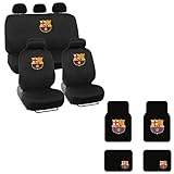 A set of 15 Piece Automotive Gift Set: 2 Lowback Seat Covers, 1 Bench Cover, 5 Headrests, 4 Floor Mats - Barcelona