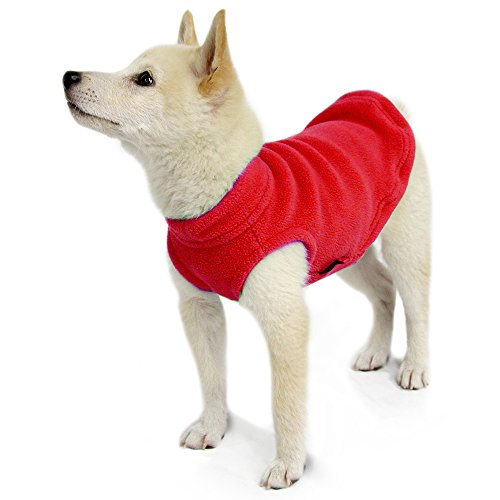 Gooby Stretch Fleece Pull Over Cold Weather Dog Vest, Red, Medium