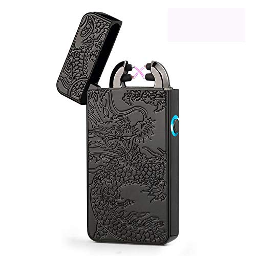 FidgetGear Windproof Lighter USB Electric Rechargeable Dual Arc Flameless Windproof Lighter Black