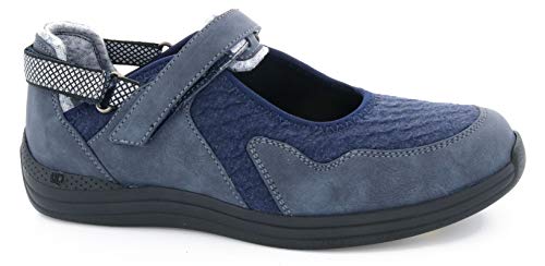 Drew Women's Buttercup Mary Jane Sneaker with Adjustable Strap Strech Upper Comfortable Walking Shoe Navy Fabric 5 W US at Amazon