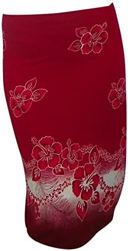 Summer Time Breeze Womens Hibiscus Flowers Sarong Wrap (Medium, Red)