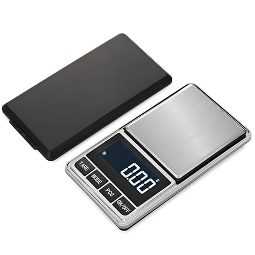 Digital Scale 0.01g, 500g Kitchen Scale & Gold Scale, Mini Precision Gram Scale with 0.001oz, Portable Food Weight Scale, Jewelry Weighing Scale, White Backlit Display