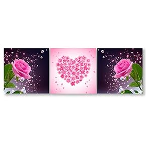 3 Piece Canvas Wall Art-Romantic Flower-Canvas Prints Home Artwork Decoration for Living Room,Bedroom - 12"x12"x3 Panels