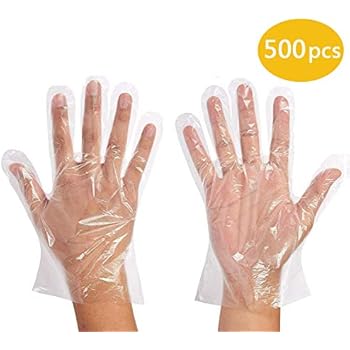 Disposable Clear Plastic Gloves, 500 PCS Plastic Large