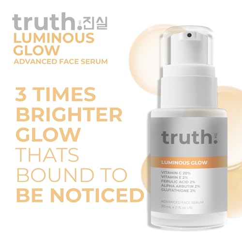 truth 진실 Luminous Glow Advanced Face Serum 30ml – Vitamin C 20%, Vitamin E, Ferulic Acid, Alpha Arbutin, Glutathione, Yuja Extract – Korean Brightening & Anti-Pigmentation Serum
