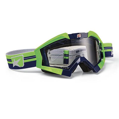 Ariete Unisex-Adult Riding Crows Top Line MX Goggles with Outriggers (Blue/Green, One Size)