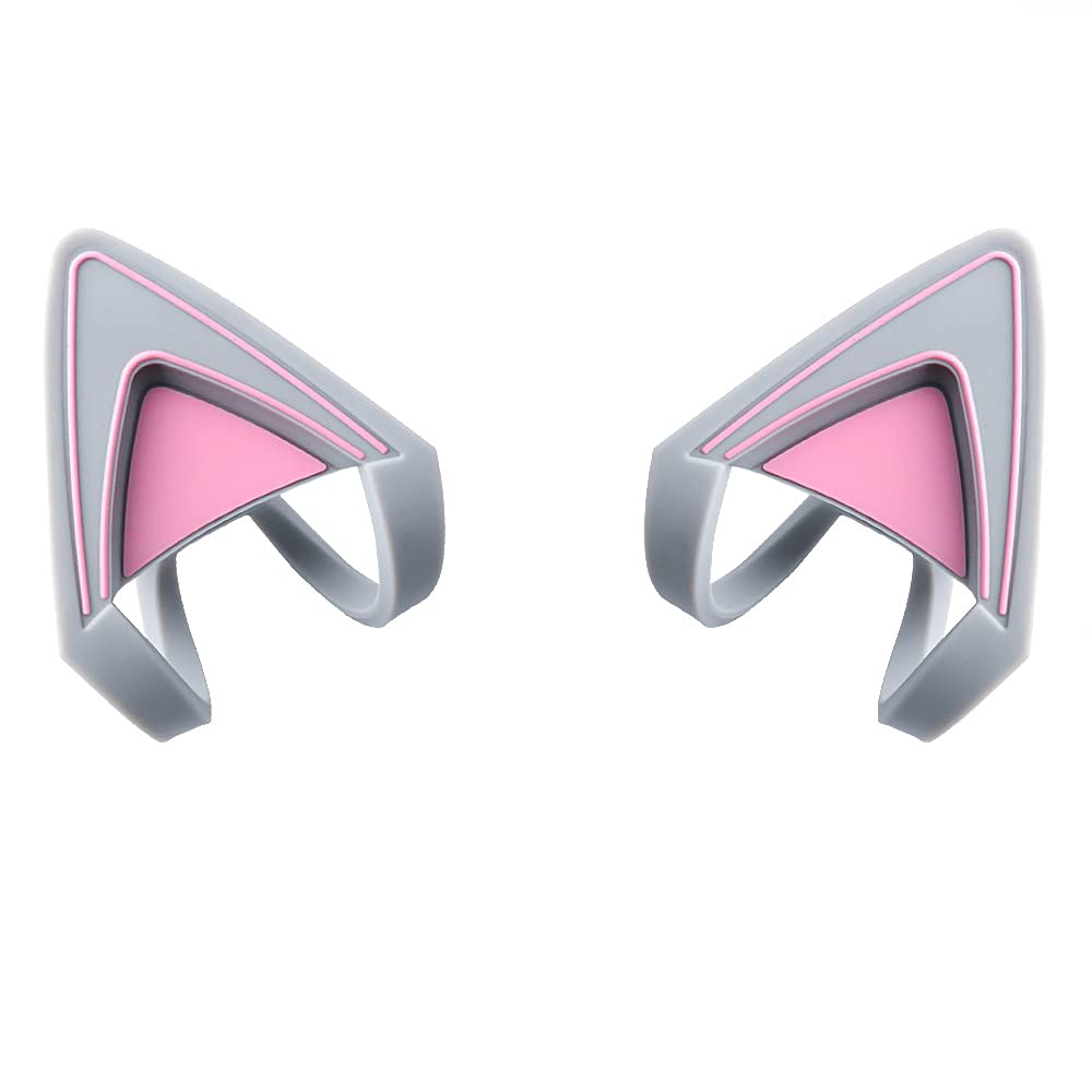 HUYUN Silicone Headsets Cat Kitty Ears Lovely Attachable Accessory Perfect Compatible for SteelSeries Arctis 3 Arctis 5, Bose NC700 QC35 Silver Gray White Mercury Headphones