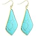 SUNYIK Women's Green Howlite Turquoise Large Rhombus Dangle Earrings