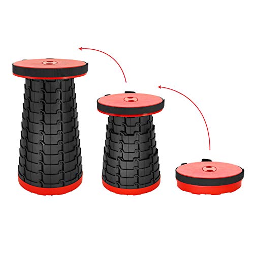 VICKERT Retractable Folding Stools Sturdy Portable Lightweight Plastic Stool for Camping Adults Kids,Collapsable Stool Portable for Indoor Outdoor Travel Camping Climbing Fishing Garden BBQ (Red)