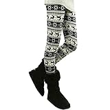 Comemall Womens Teen Girls Printed Leggings Tights Snowflakes Winterpants