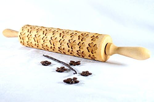 Four Leaf Clover Pattern Engraved Rolling Pin for Embossed Cookies