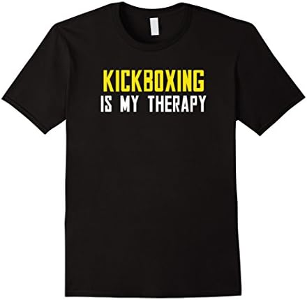 Men's Kickboxing T Shirt.Kickboxing Is My Therapy T Shirt Large Black