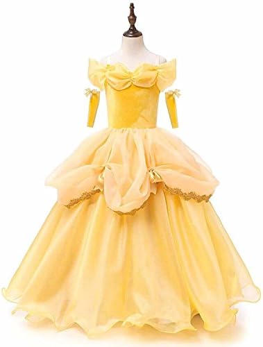 Sunnygirls Yellow Tutu Dresses Belle Princess Girls Cosplay Christmas Halloween Party Fancy Dress (2-3T)