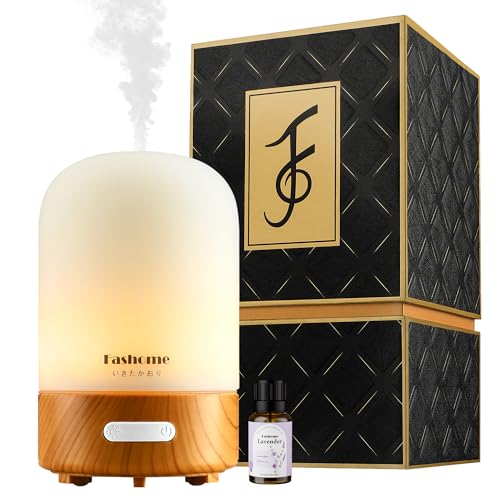 Fashome Ultraschall Aroma Diffusor Mit Handgefertigtem Glas - 100Ml Luftbefeuchter Für Ätherische Öle,Automatische Abschaltung,3 Nebel- &Amp; Lichtmodi,Leiser Betrieb Für Zuhause (Weiß)