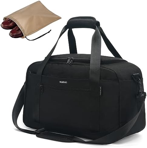 ECOHUB Personal Item Bag 16'' Small Duffel Bag, Black, 18 inch
