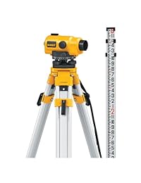 DEWALT DW096PK, kit de nivel óptico automático con trípode, barra y estuche, 26 unidades