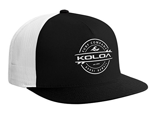 Koloa Surf Thruster Logo Mesh Back Trucker Hat in Black - White Mesh with White Logo