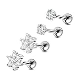 Gnoliew 16G Stainless Steel Stud Earrings Cartilage Tragus Helix Barbell Piercing Jewelry (2Pairs)