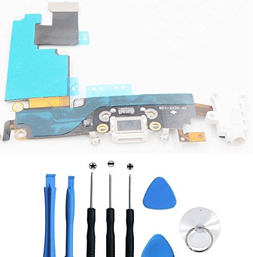 Leadfly for iPhone 6 Plus Charging Port Dock Connector Flex Cable,Lightning Connector Headphone Jack Flex Cable And Microphone For iPhone 6 Plus 5.5'' (White)