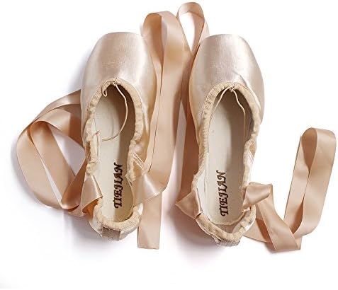WEISIPU Professional Ballet Slipper Dance Shoe Pink Satin Ballet Pointe Shoes for Girls,Beginner Practicing Ballet Shoes(US 7)